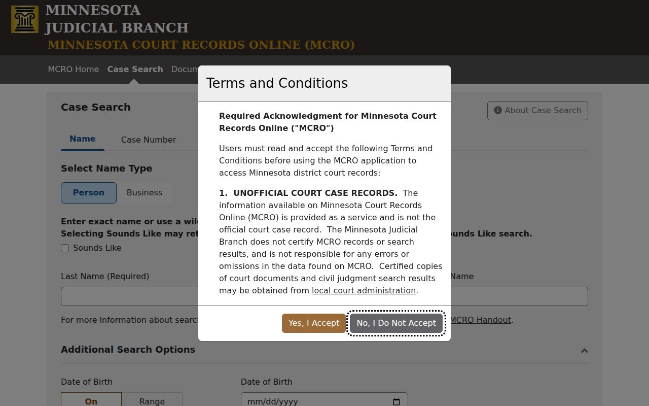 Stevens County court docket MCRO Case Search