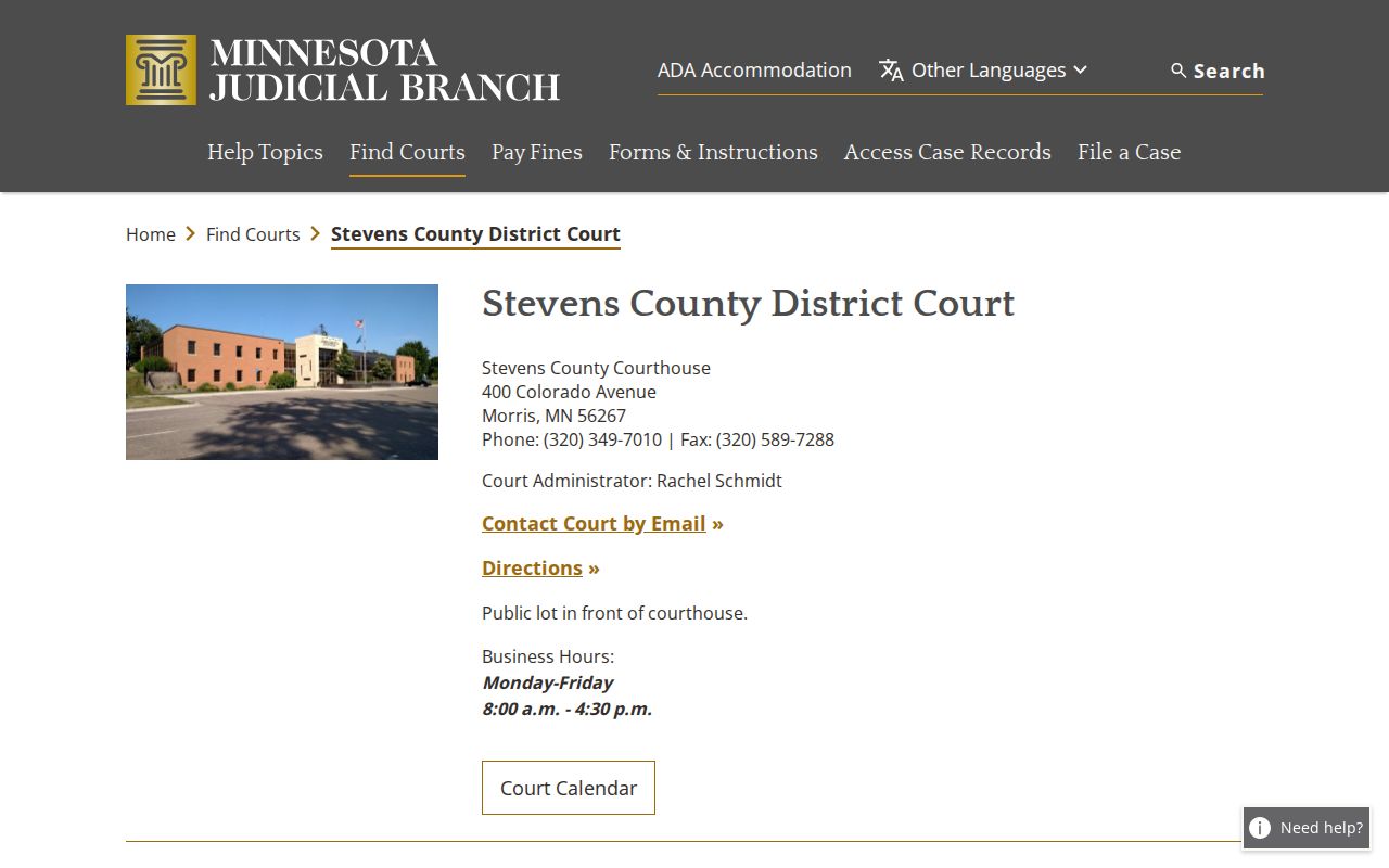 Stevens County court docket District Court information