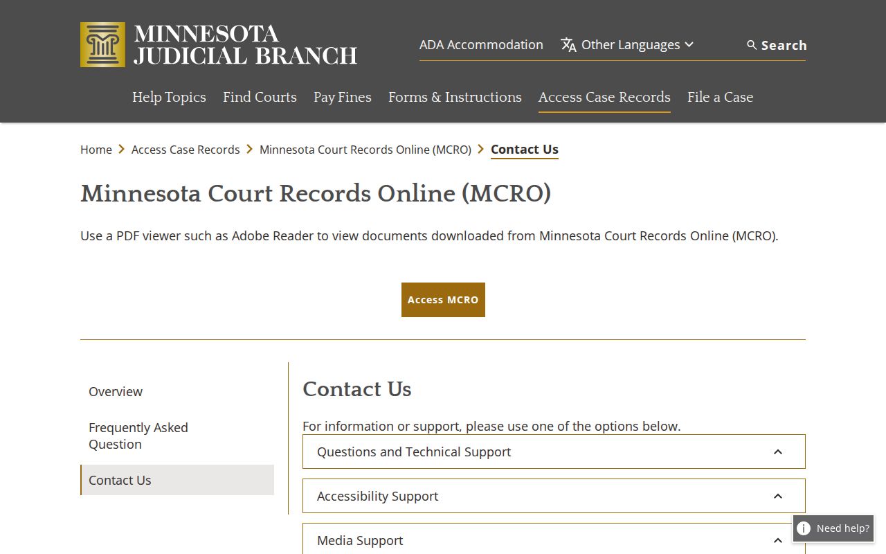 Stevens County criminal docket MCRO support screen