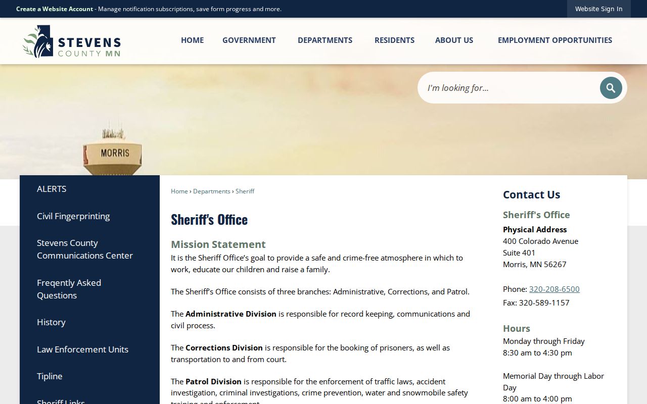 Stevens County traffic court records and sheriff information
