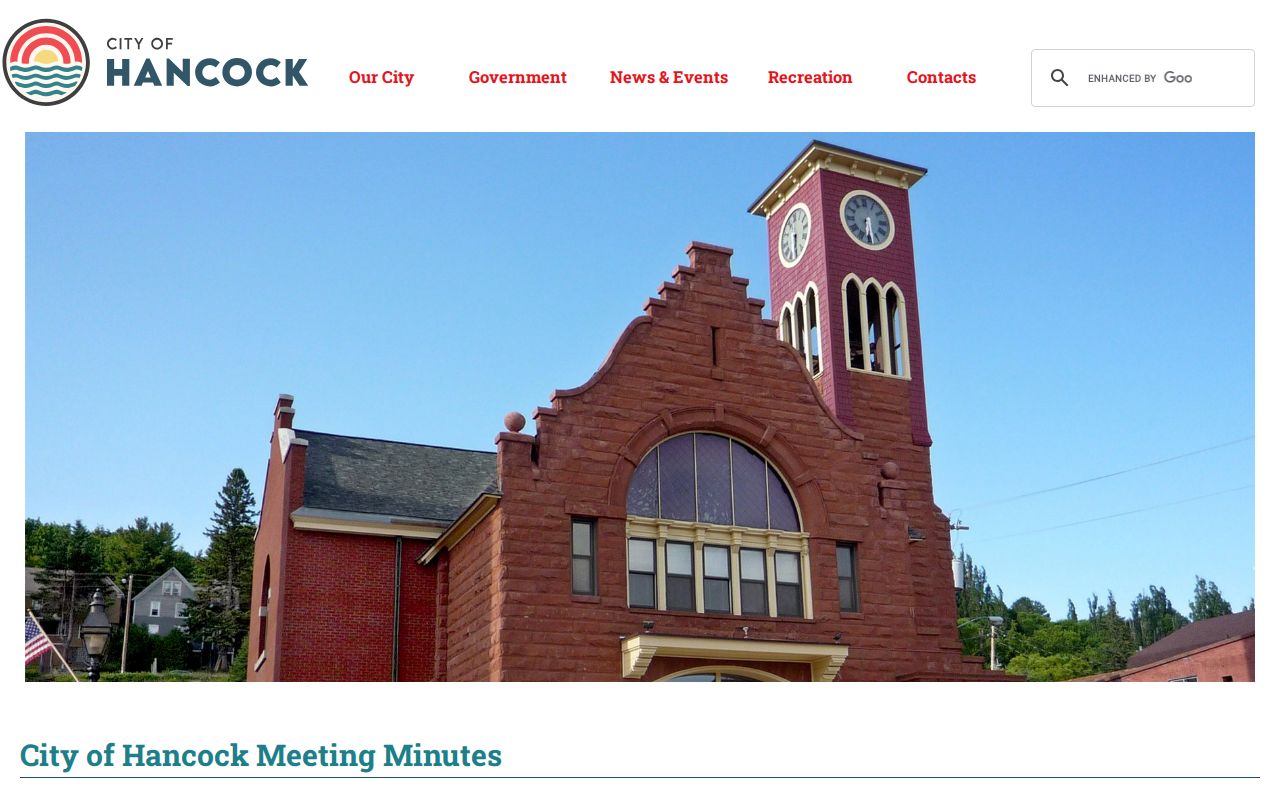 Hancock court records and city meeting information